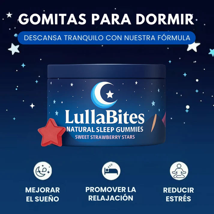 🍓 GOMITAS LullaBites® – Sueño Natural y Reparador sin Melatonina